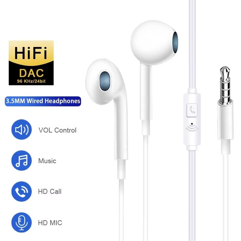 Audiophile Headphone Wired - ユニバーサルイヤホン、3.5mmジャック、有線ヘッドホン、マイク付き、HiFiステレオイヤホン、スポーツ用、音楽用ヘッドセット、Xiaomi Redmi Poco対応。