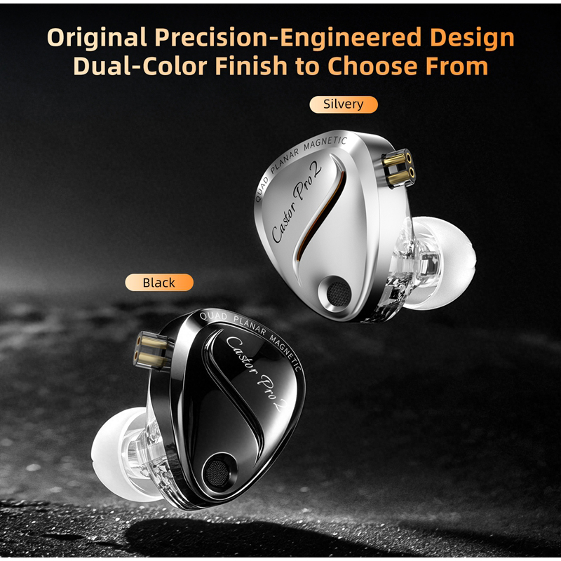 Wired Earphone Mic - KZ Castor Pro 2 HiFi IEMイヤホン。10mm平面型ダイナミックドライバー、4段階のチューニング機能、Type-C接続、マイク付き。音楽鑑賞やゲームに最適。