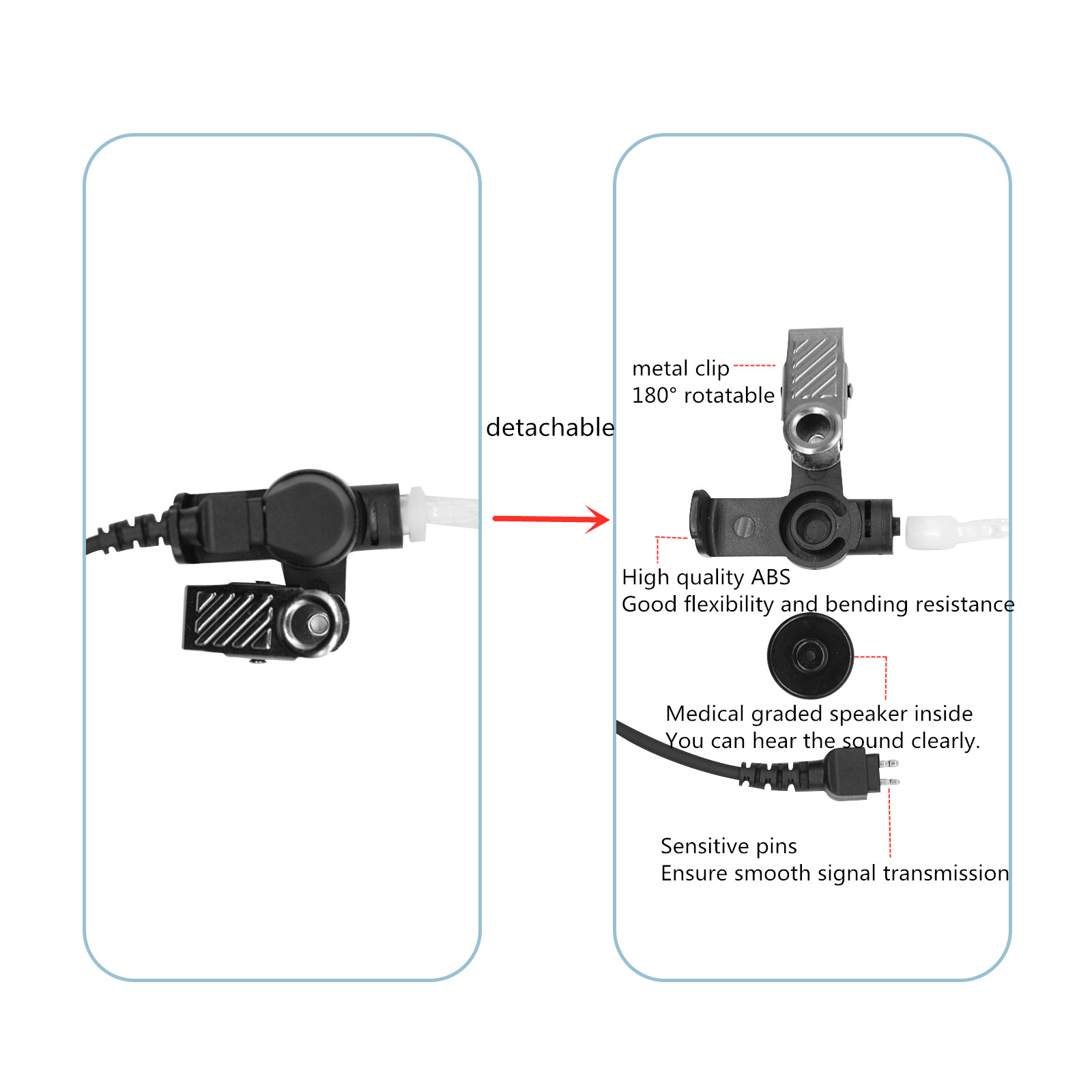オートバイ用イヤピース監視キット,トランシーバー,大きなpt - Wired Earphone Mic のレビューと価格